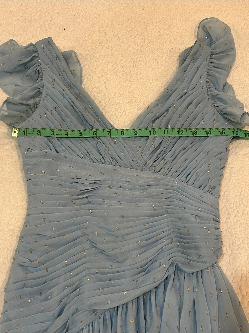 IEENA for Mac Duggal Chiffon Asymmetrical Ruched Gown Flutter Sleeves sz 4 Prom - Picture 7 of 17